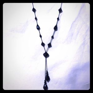 Debby Reid Black Crystal Double Dangle Y Necklace